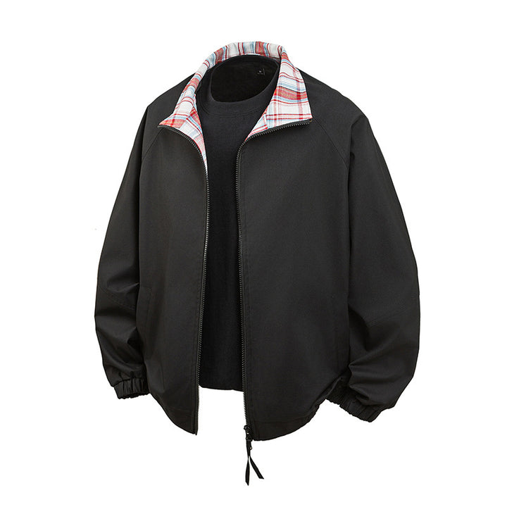 Women's Casual Transition Jacket with Checkered Collar Mune Fashion
