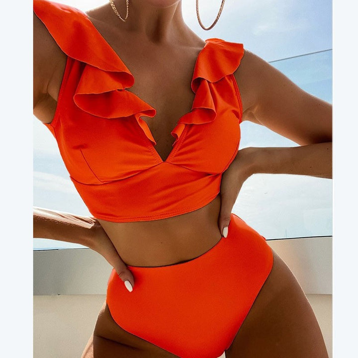 Women's bikini with elegant ruffle design and high-cut bottoms Mune Fashion