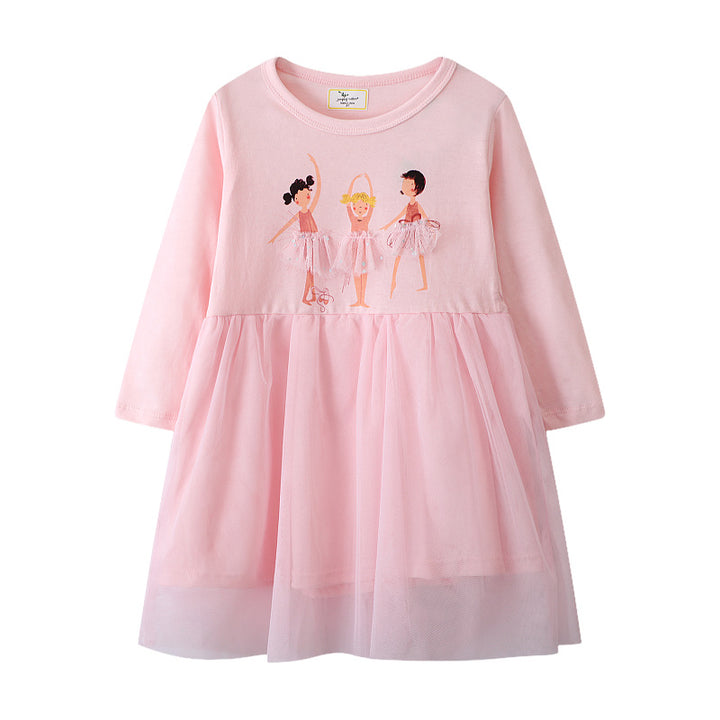 Girls' ballet dress with tulle skirt and lively dancer appliqués Mune Fashion