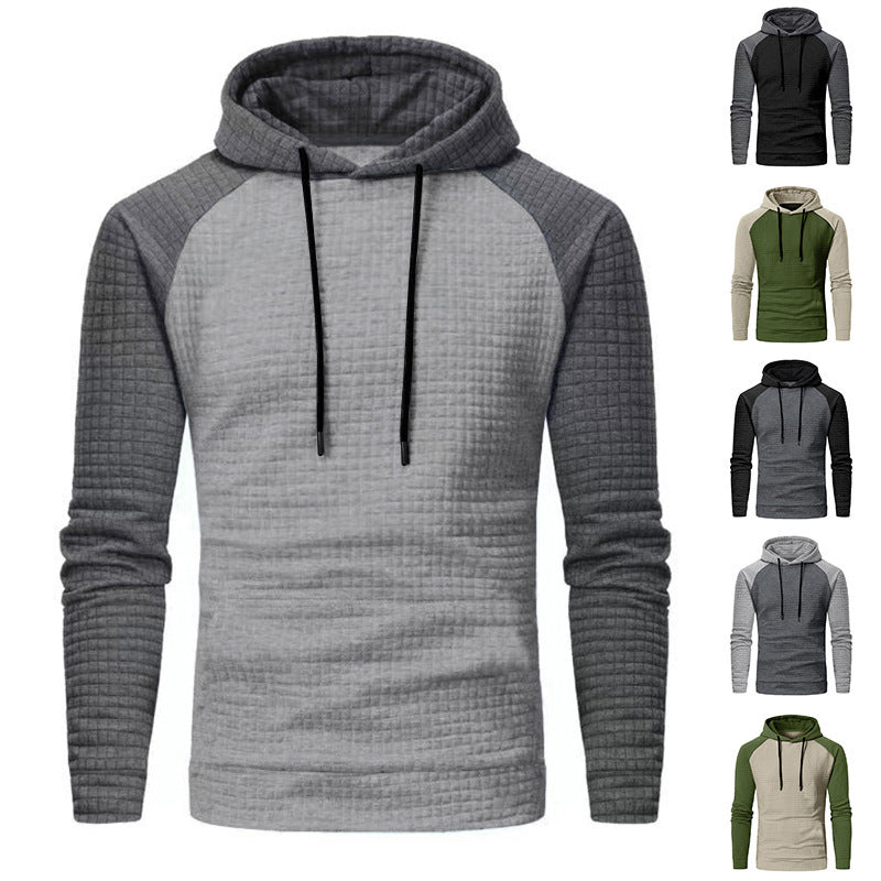 Men's Textured Hooded Sweatshirt with Waffle Structure and Raglan Sleeves Mune Fashion