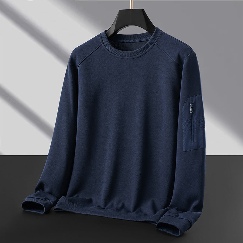 Men's Crew Neck Sweatshirt with Zip Arm Pocket and Functional Jersey Quality Mune Fashion
