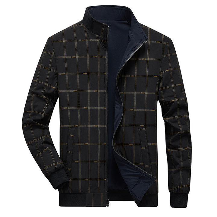 Men's transitional jacket with stand-up collar, water-repellent outer layer and checked lining Mune Fashion
