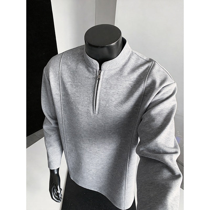 Men's Modern Half-Zip Sweatshirt with Short Zipper and Clean Minimal Design Mune Fashion