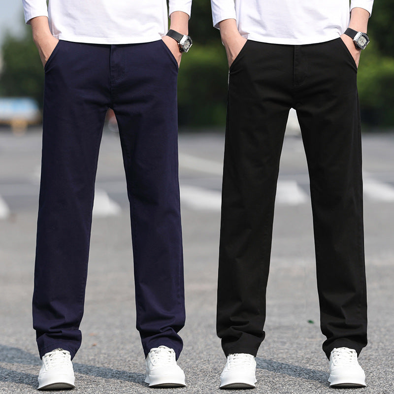 Men's Slim Fit Stretch Pants with Elastic Waistband and Straight Leg Mune Fashion