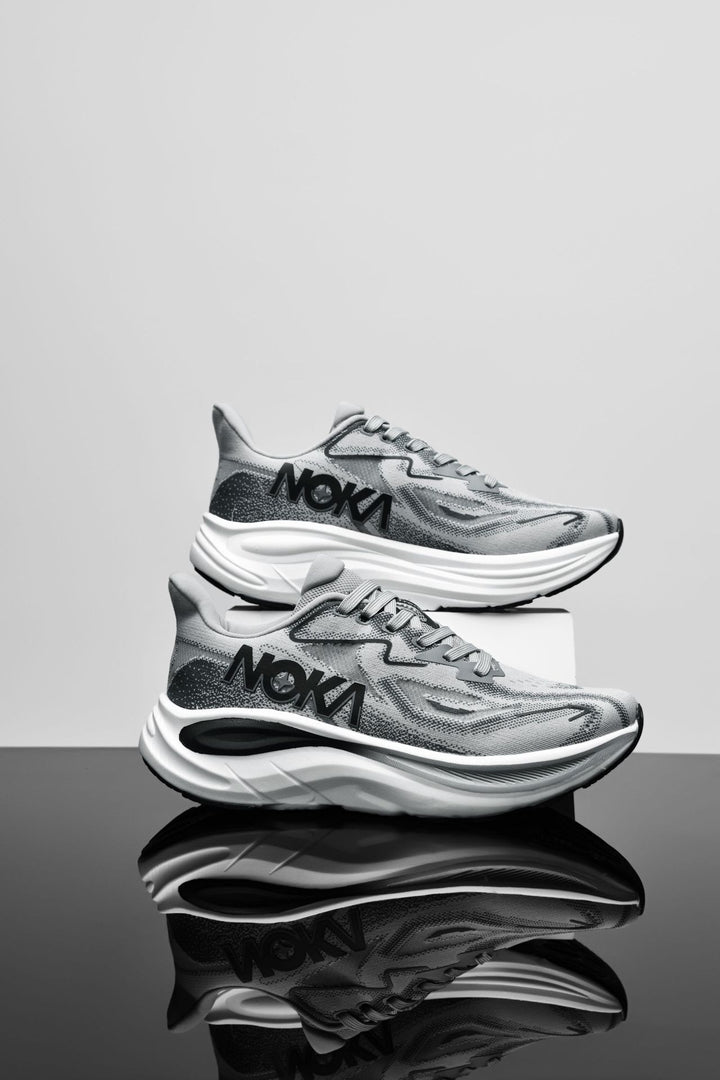 Unisex cushioned hollow core road running shoes with breathable knit upper and ergonomic platform midsole Mune Fashion