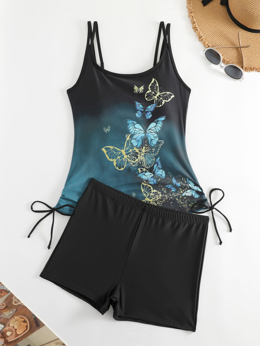 Ladies Tankini with Butterfly Design and Swim Shorts Mune Fashion