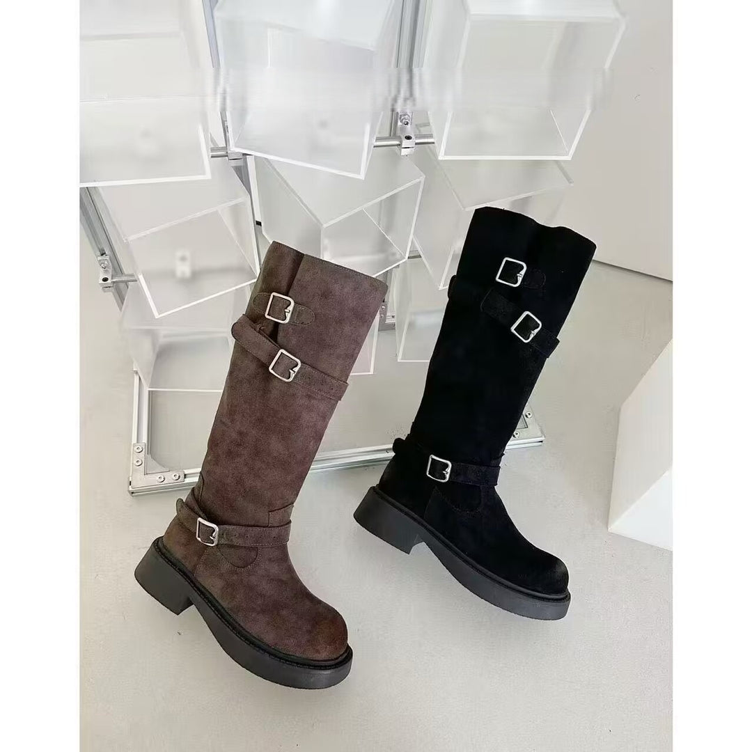 Women’s Fashion Over-the-Knee Boots with Buckle Design Mune Fashion