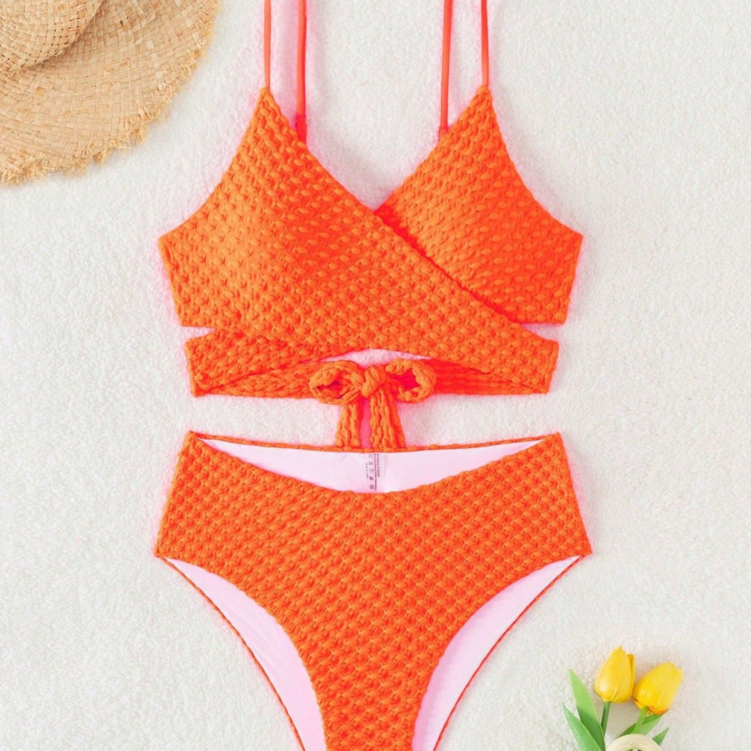 Women High-Waisted Bikini with Modern Wrap Design Mune Fashion