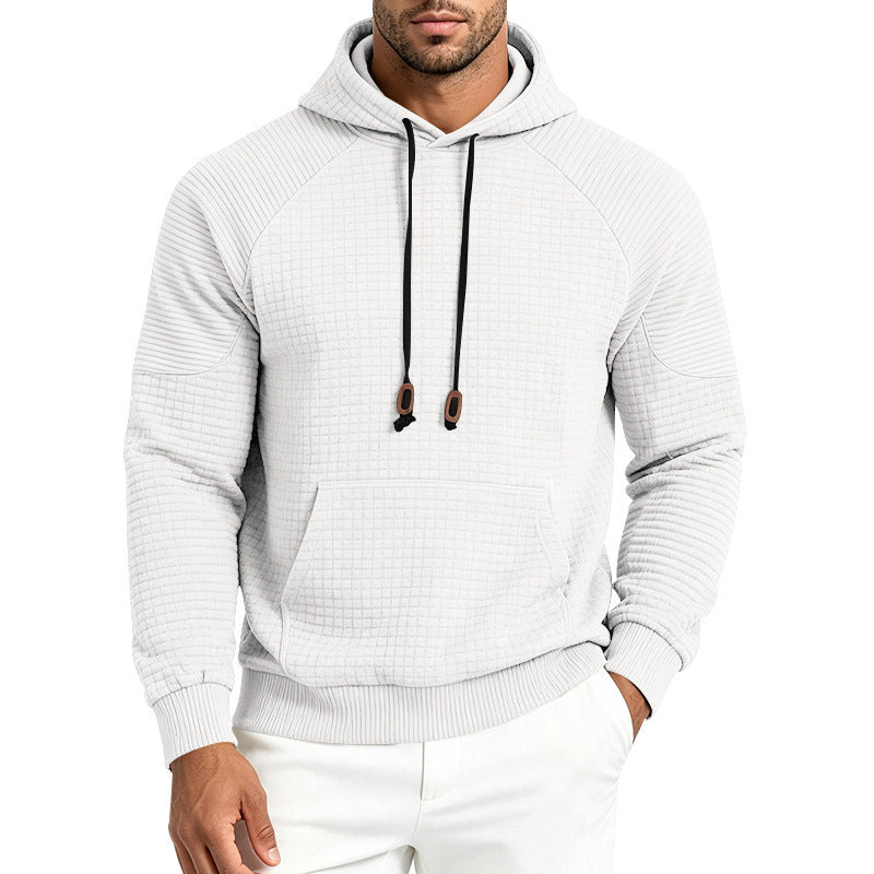 Men's Thermal Waffle Hoodie with Raglan Sleeves and Kangaroo Pocket Mune Fashion