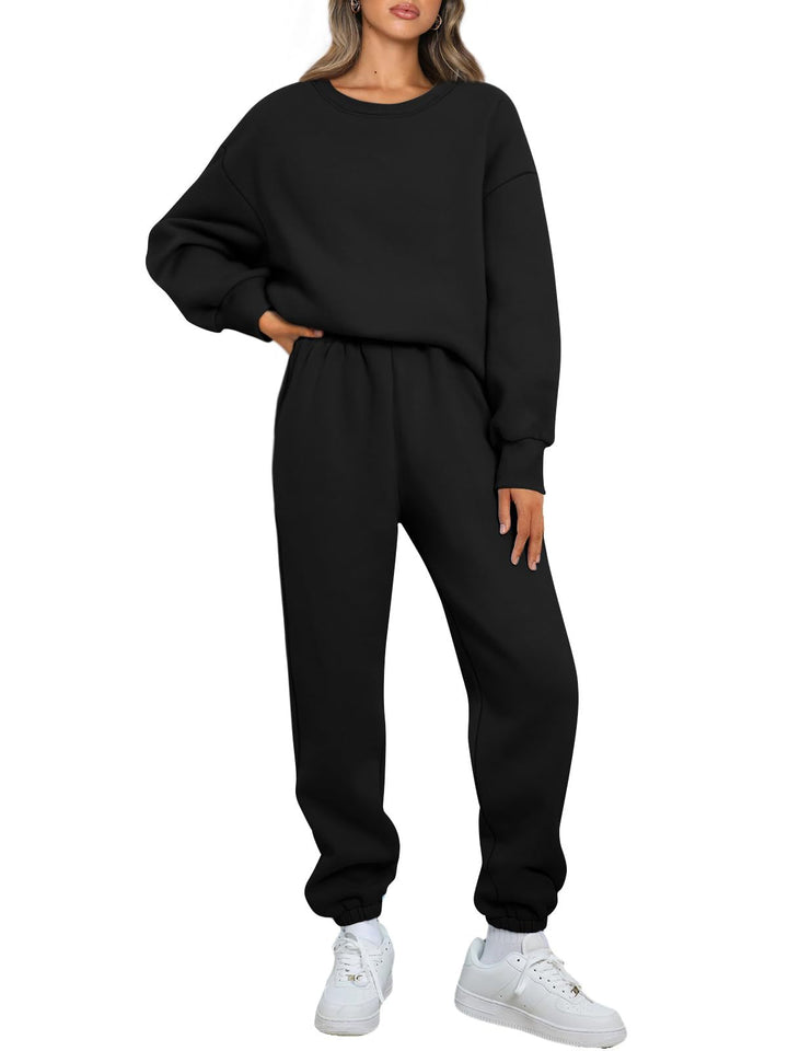 Women's cozy two-piece lounge set made of French terry with oversized sweatshirt and fitted joggers Mune Fashion