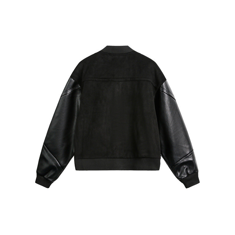 Unisex Classically Cut Bomber Jacket in College Look with Wool Blend Body and Leather Look Sleeves Mune Fashion
