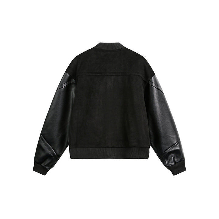 Unisex Classically Cut Bomber Jacket in College Look with Wool Blend Body and Leather Look Sleeves Mune Fashion