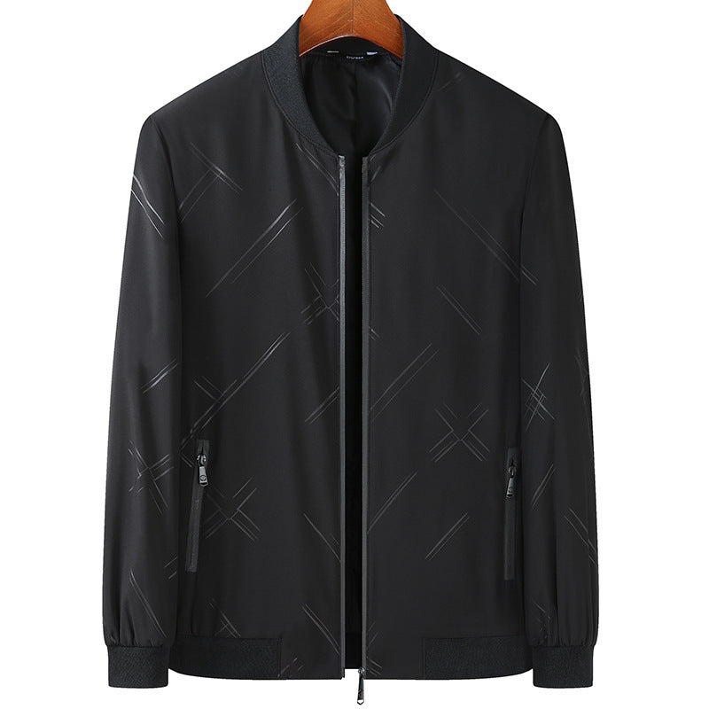 Men's Lightweight Bomber Jacket with Subtle Reflective Stripes and Zipper Pockets Mune Fashion