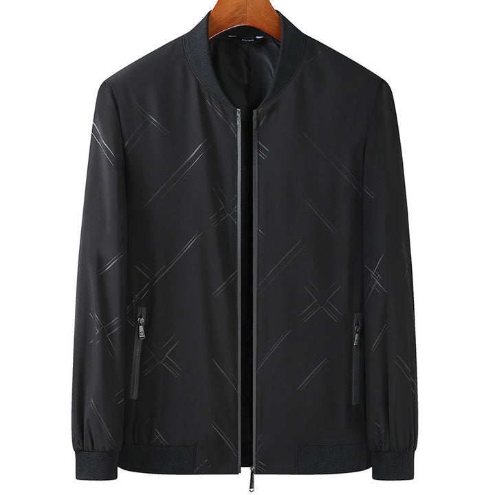 Men Lightweight Bomber Jacket made of water-repellent microfiber with concealed zipper and discreet reflective print Mune Fashion