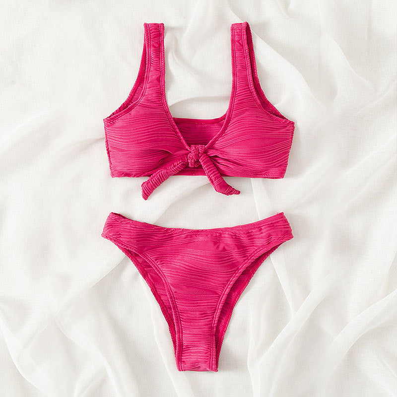 Women's bandeau bikini with sophisticated knot design and high leg cut Mune Fashion