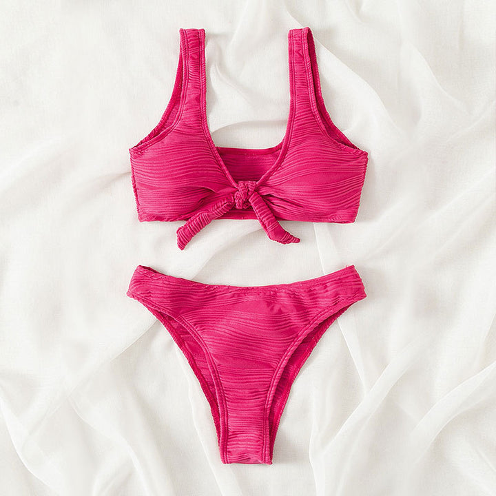 Women's bandeau bikini with sophisticated knot design and high leg cut Mune Fashion