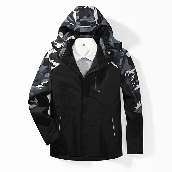 Men's Camouflage Softshell Jacket with Removable Hood and Breathable Lining Mune Fashion
