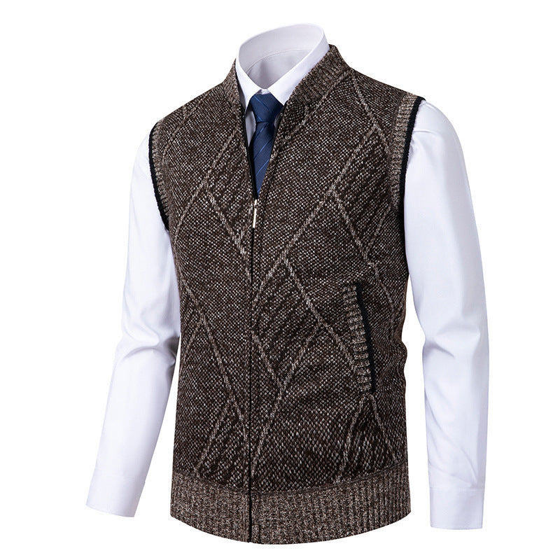 Men's elegant knitted vest with zipper and stand-up collar Mune Fashion
