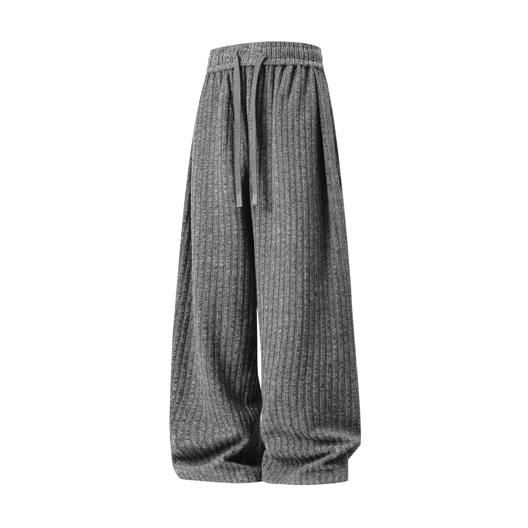Women Wide Ribbed Lounge Pants with High Waist and Drawstring Mune Fashion