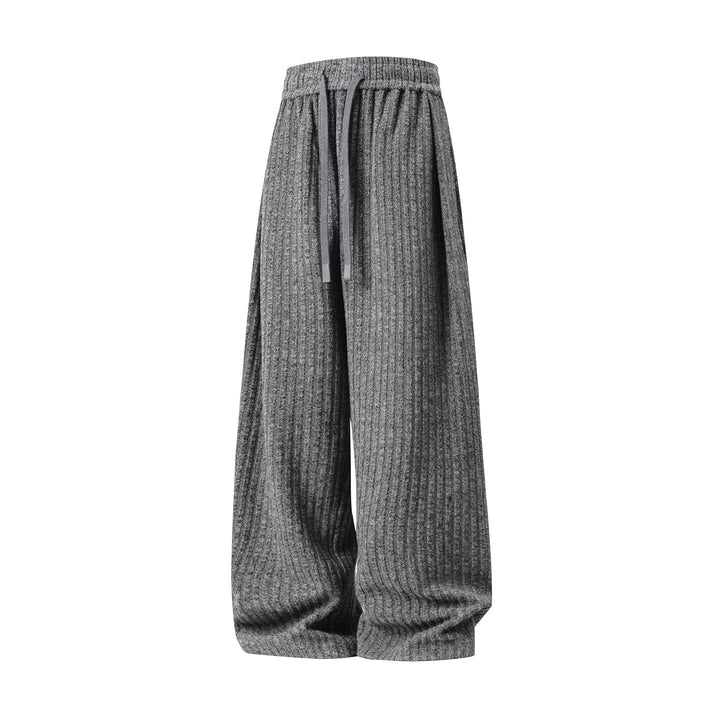 Women Wide Ribbed Lounge Pants with High Waist and Drawstring Mune Fashion