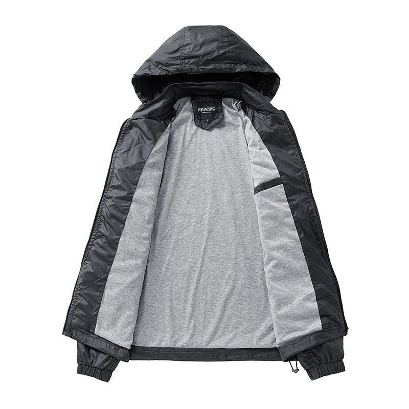 Men's lightweight water-repellent compact packable windbreaker with hood Mune Fashion