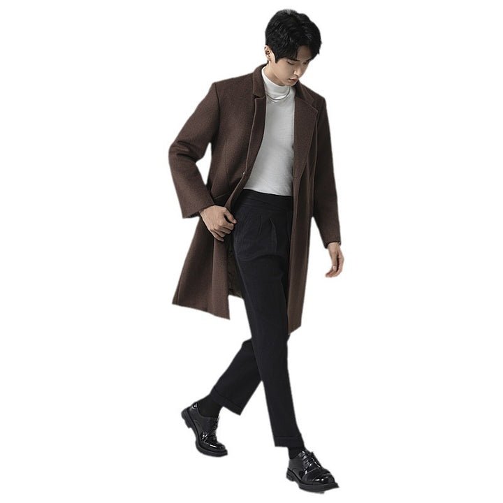 Men's Elegant Longline Wool Coat with Minimalist Lapel and Tailored Silhouette Mune Fashion