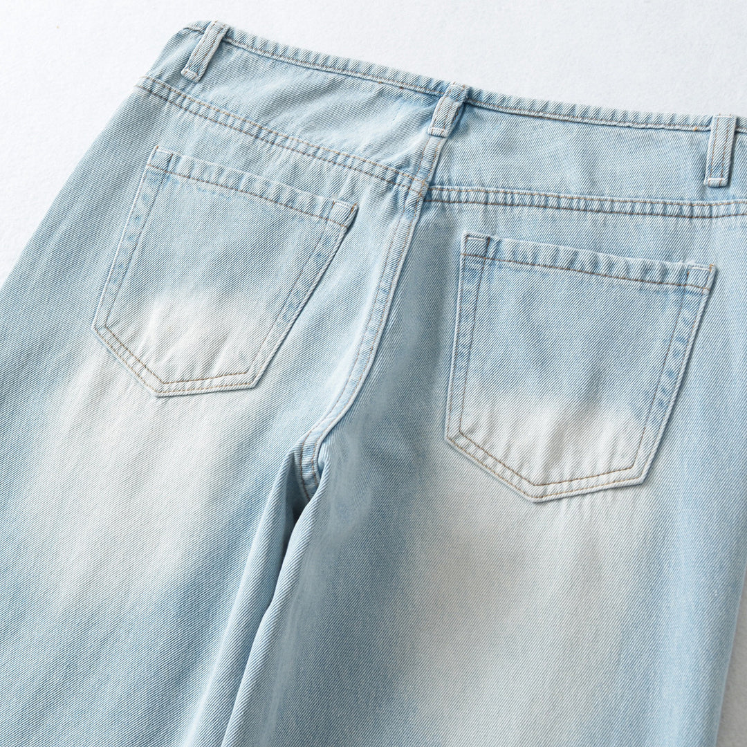 Women Highwaist Cropped Jeans with straight cut and wide leg Mune Fashion