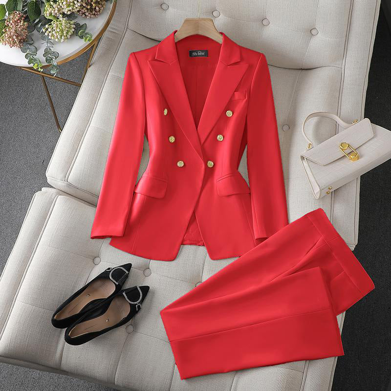 Women Elegant Double-Breasted Blazer Set Mune Fashion
