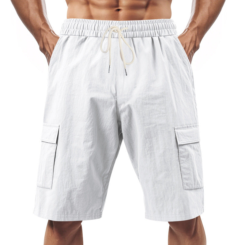 Men's technical cargo shorts with elastic drawstring waistband, secure flap pockets, and quick-drying functional material Mune Fashion