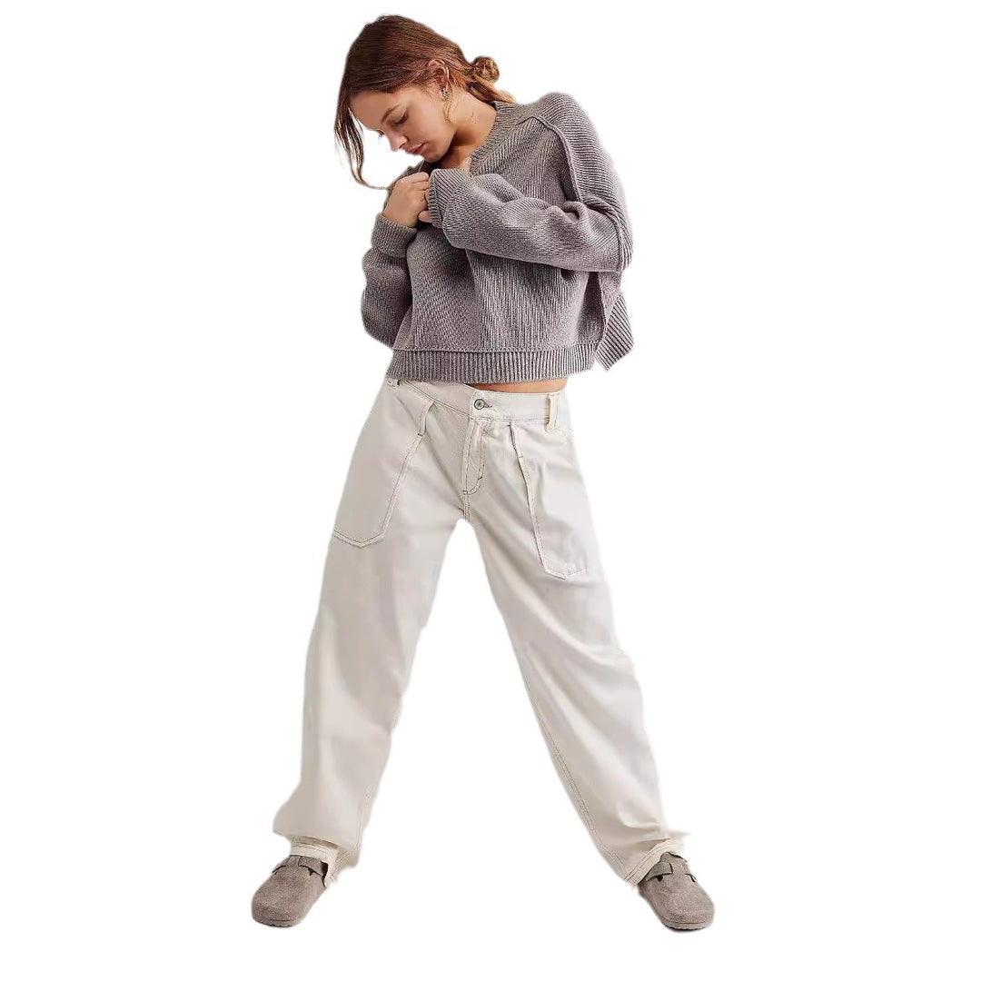 Women’s wide High-Waist Baggy Jeans with a deep crotch, five-pocket design and extra-long legs Mune Fashion