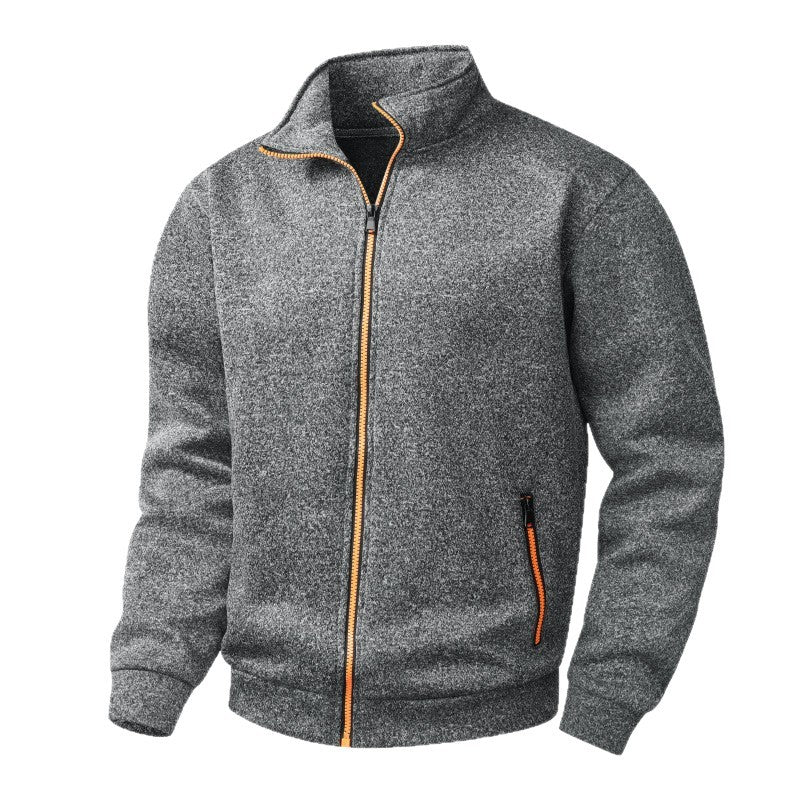 Men's fleece cardigan with full zip, stand collar & neon contrast details Mune Fashion
