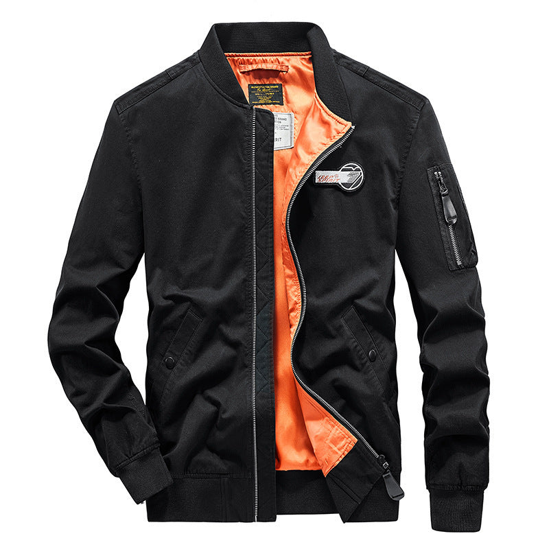 Men's bomber jacket in pilot style with contrasting inner lining and arm pocket Mune Fashion