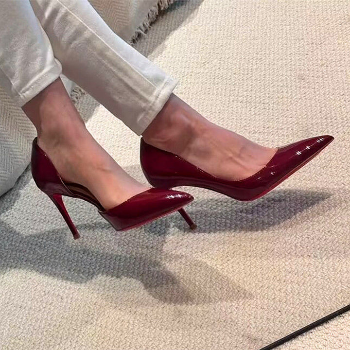 Women's pointed patent pumps with open heel and padded insole Mune Fashion