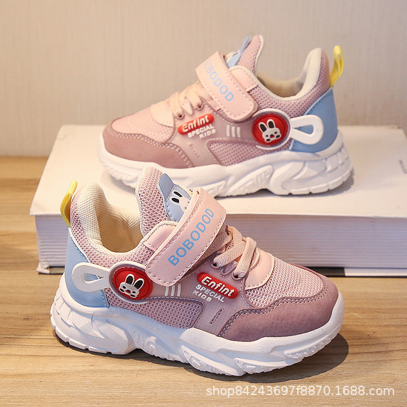 Women's Sporty Children's Sneakers with Adjustable Velcro Closure and Cute Animal Design Mune Fashion