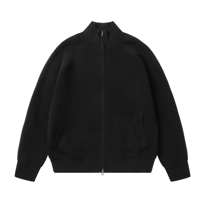 Men's chunky knit stand-up collar cardigan with full-length zipper Mune Fashion