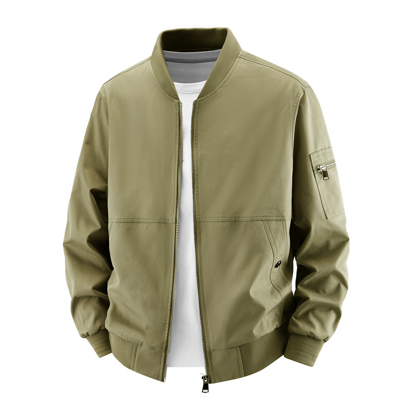 Men's  minimalist zip-front bomber jacket with concealed welt pockets and sleeve utility pocket Mune Fashion
