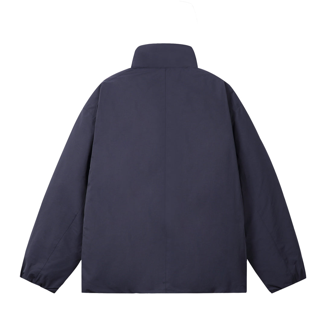 Men's short-cut windproof thermal jacket with fleece-lined stand-up collar and concealed zipper Mune Fashion