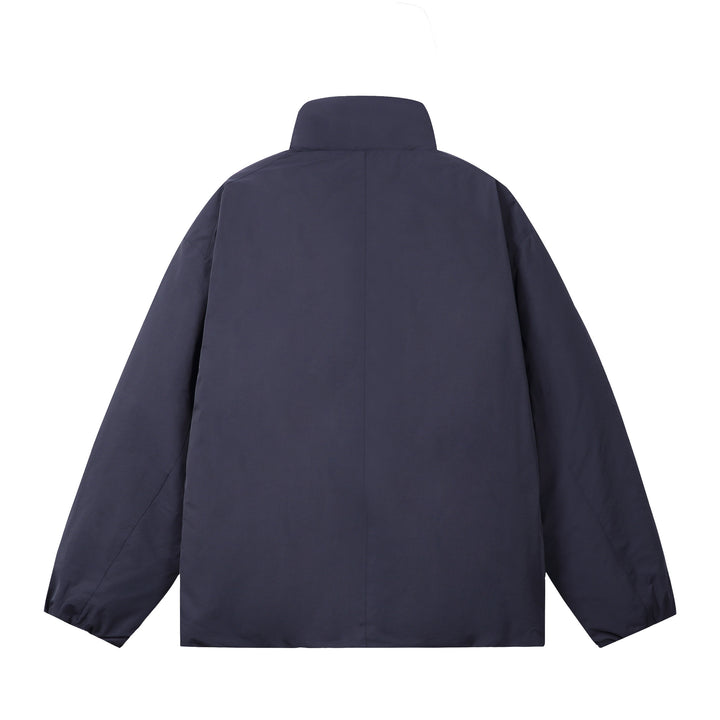 Men's short-cut windproof thermal jacket with fleece-lined stand-up collar and concealed zipper Mune Fashion