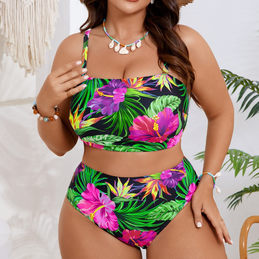 Ladies bandeau bikini with floral and animal pattern Mune Fashion