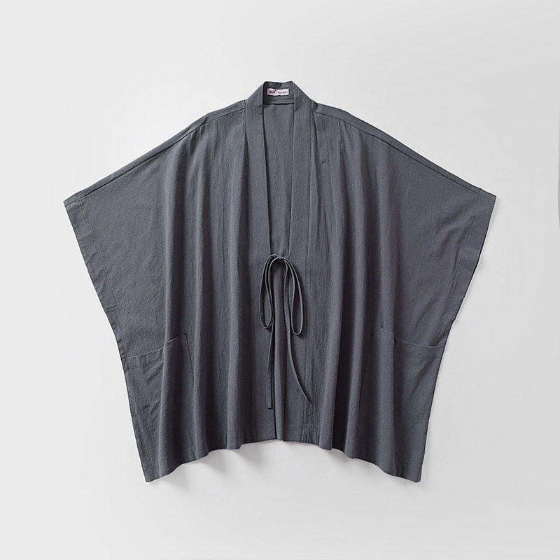 Women Oversize Kimono Cardigan with Tie Belt and Side Pockets Mune Fashion
