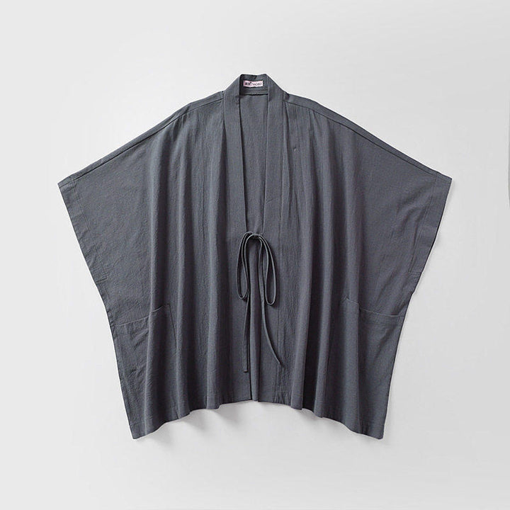 Women Oversize Kimono Cardigan with Tie Belt and Side Pockets Mune Fashion
