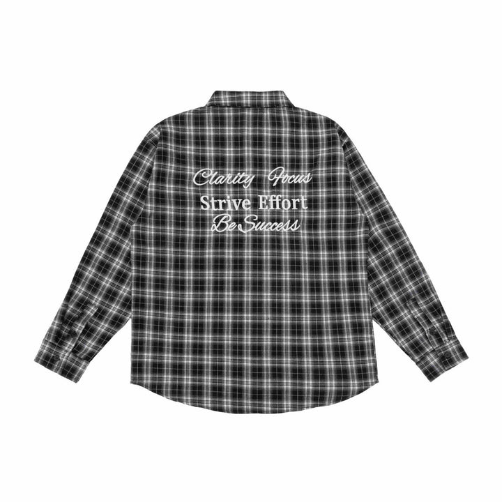 Unisex Boxy Flannel Shirt Jacket with Rounded Hem and Embroidered Mune Fashion Chest Logo