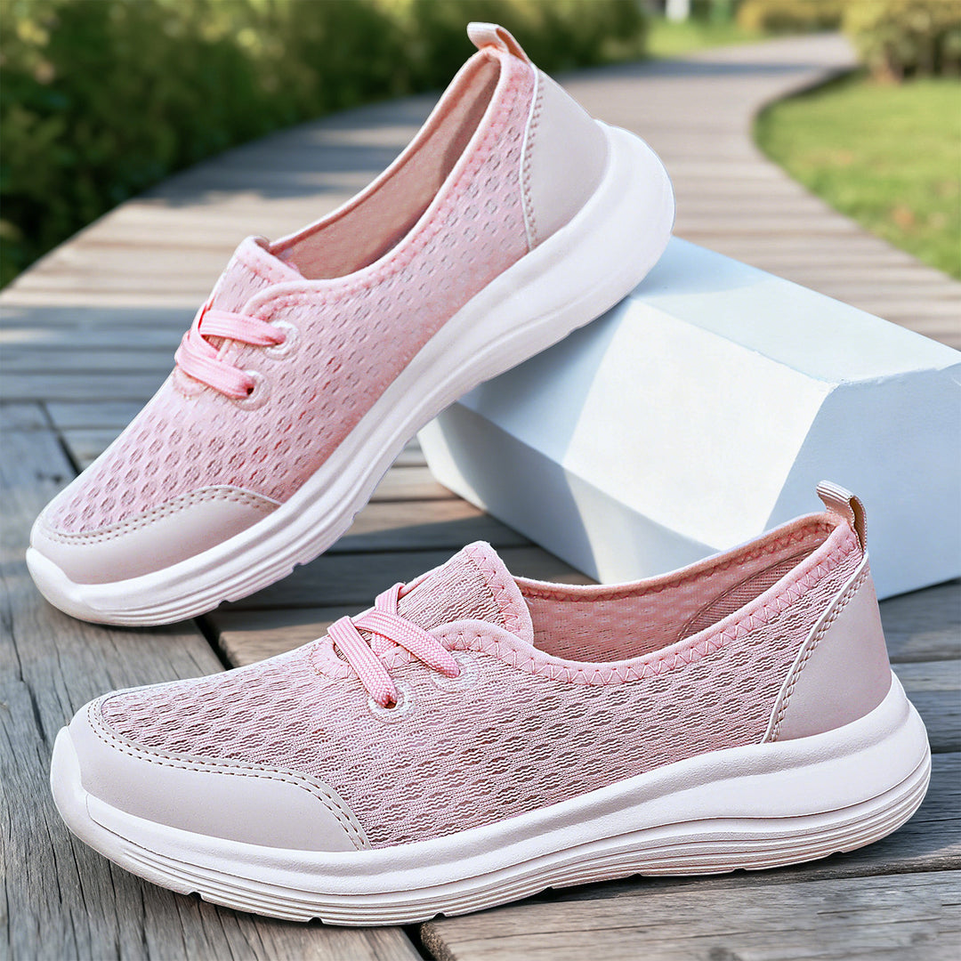 Women’s breathable everyday slipper with fine knitted mesh, elastic decorative lacing, and ergonomic cushioning sole Mune Fashion