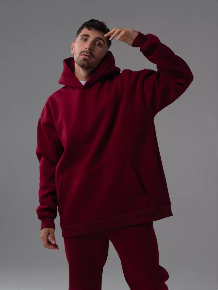 Men's heavy fleece boxy hoodie with deep shoulder drop reinforced hood and kangaroo pocket Mune Fashion