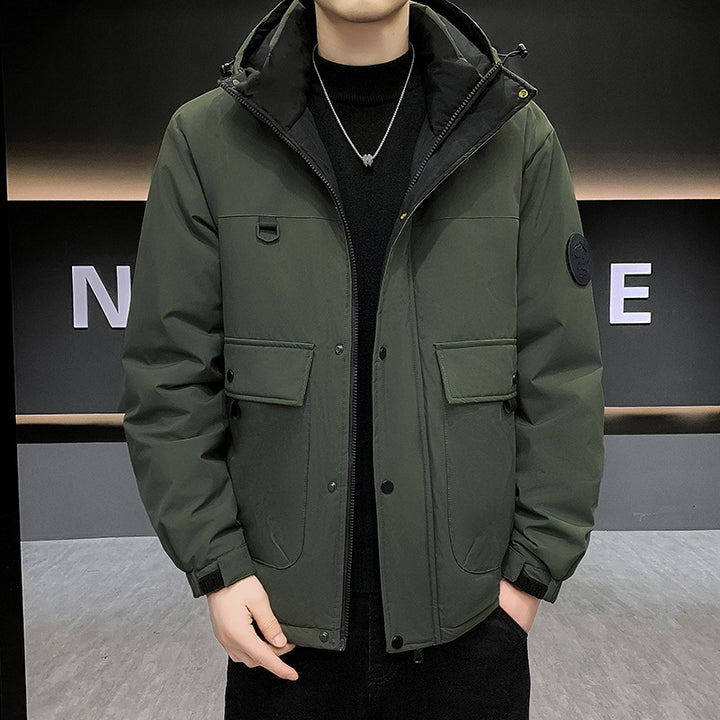 Men's Padded Short Parka with Hood windproof water-repellent and multifunctional pockets Mune Fashion