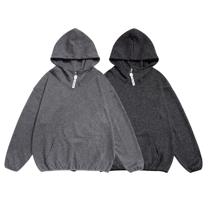Unisex Cozy Oversized Hoodie with Elastic Hem and Half Zipper Mune Fashion