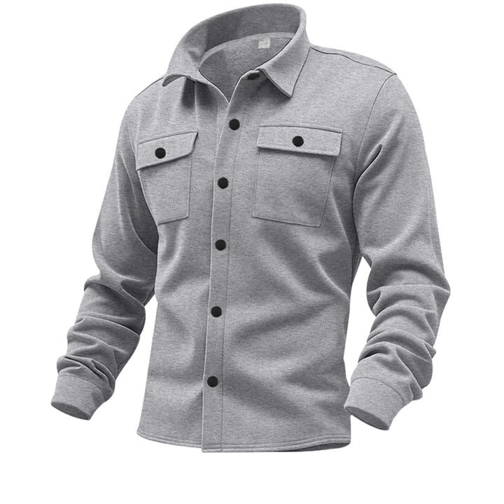 Men's Twill Overshirt with Shirt Collar, Flap Pockets and Straight Hem Mune Fashion