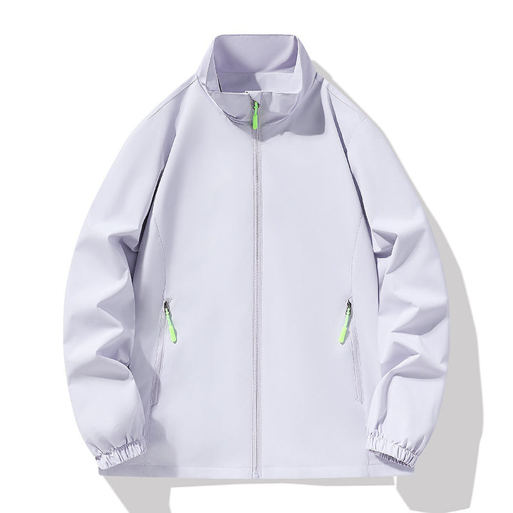 Men's Minimalist Softshell Outdoor Jacket with Stand-Up Collar, Wind and Water Resistant Membrane and Fluorescent Zipper Pulls Mune Fashion