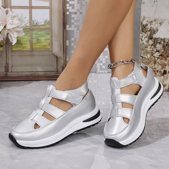 Women’s Platform Sneaker Sandal with Velcro and Closed Toe Mune Fashion