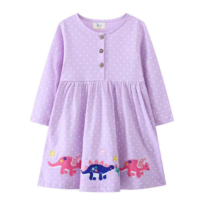 Girl Dinosaur Leisure Dress Mune Fashion